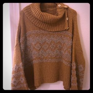Free People buttoned split turtle neck sweater